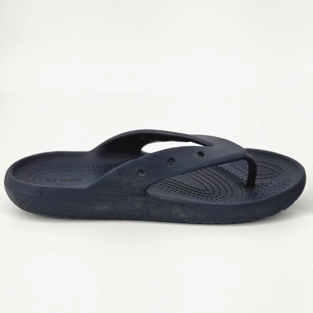 Crocs Kids Classic II Flip Flop Navy Blue Wide Toe Box Flat Thong Shoes Sz M4 W6